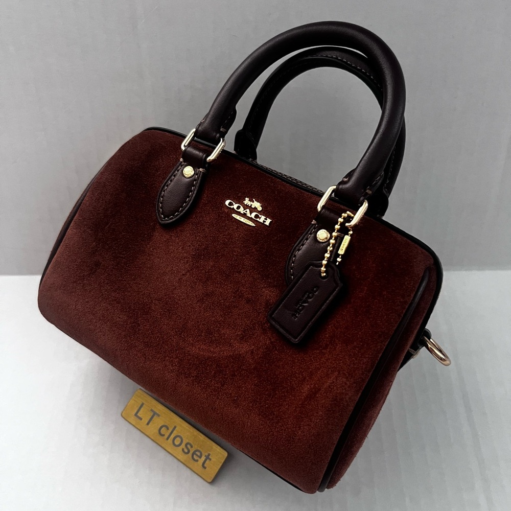New Coach Mini Rowan Crossbody Bag CCF29, suede/Im/Vintage Brown - Picture 9 of 13